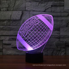 Rugby Football 3D Lamp Optical Illusion Night Light, 7 Color Changing Touch Table Desk Lamps with Acrylic Flat & ABS Base